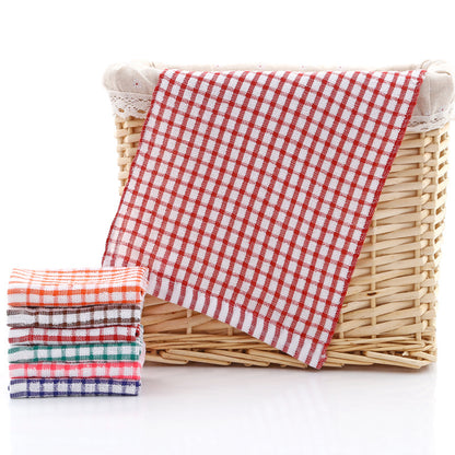 Kitchen Absorbent Cotton Jacquard Plaid Towel