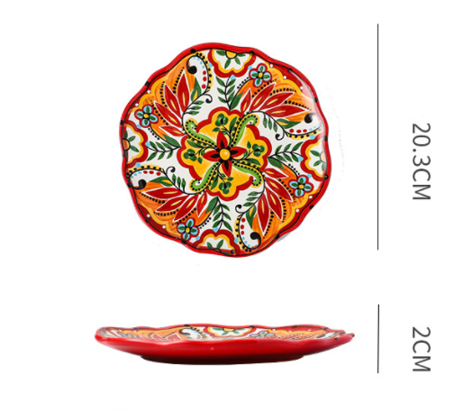 Underglaze Ceramic Tableware Bohemian Household Dishes - Amazhona 