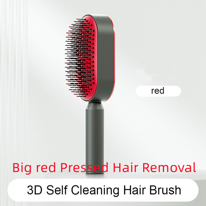 Self Cleaning Hair Brush For Women One-key Cleaning Hair Loss Airbag Massage Scalp Comb Anti-Static Hairbrush - Amazhona 