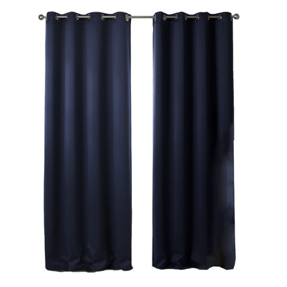 Dark Blue Bedroom Blackout Fabric Printed Curtains - Amazhona 