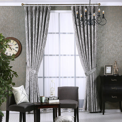 Solid Color Simple Modern Light Luxury Living Room Chenille Blackout Curtains - Amazhona 