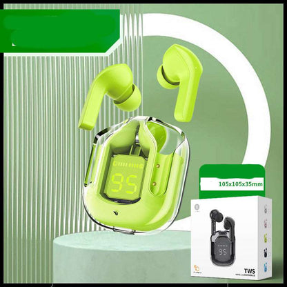 New Mini Transparent Wireless Bluetooth Headset Digital Display ENC Noise Reduction True Wireless Sports Music - Amazhona 