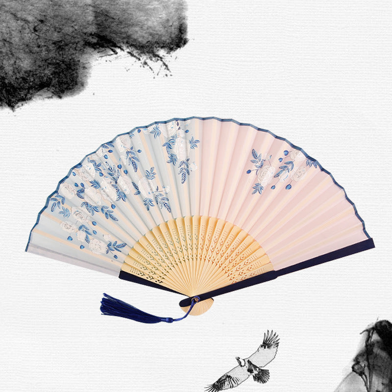 Folding Fan Bamboo Ancient Style Han Chinese Clothing Chinese Style Small Fan - Amazhona 