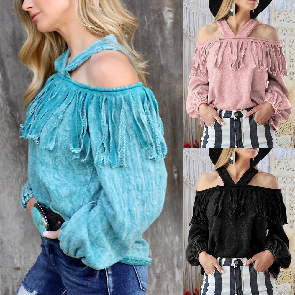 Fashion Sexy One-Neck Off-Shoulder Casual Ladies Blouse - Amazhona 