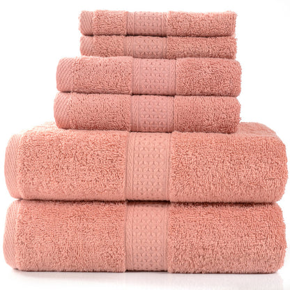 Home Simple Cotton Absorbent Towel Bath Towel 6-Piece Set - Amazhona 