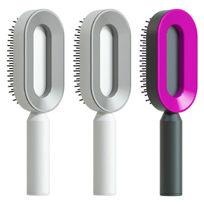 Self Cleaning Hair Brush For Women One-key Cleaning Hair Loss Airbag Massage Scalp Comb Anti-Static Hairbrush - Amazhona 