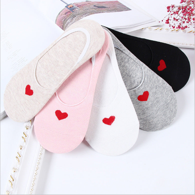 Fashion Women's Love Invisible Shallow Cotton Socks - Amazhona 