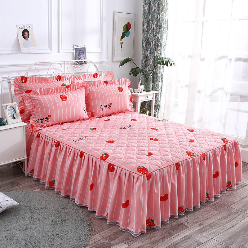 Twill Thickened Bedspread Bed Skirt Single Product Bed Skirt Three-piece Suit - Amazhona 