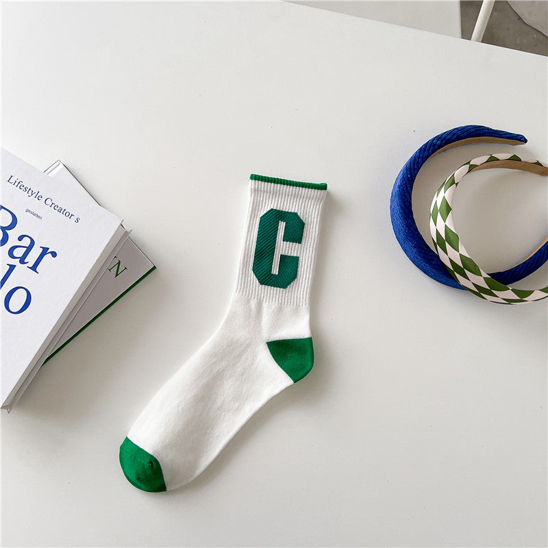 Fashion Letters Socks Women's Mid-calf Length Sock - Amazhona 