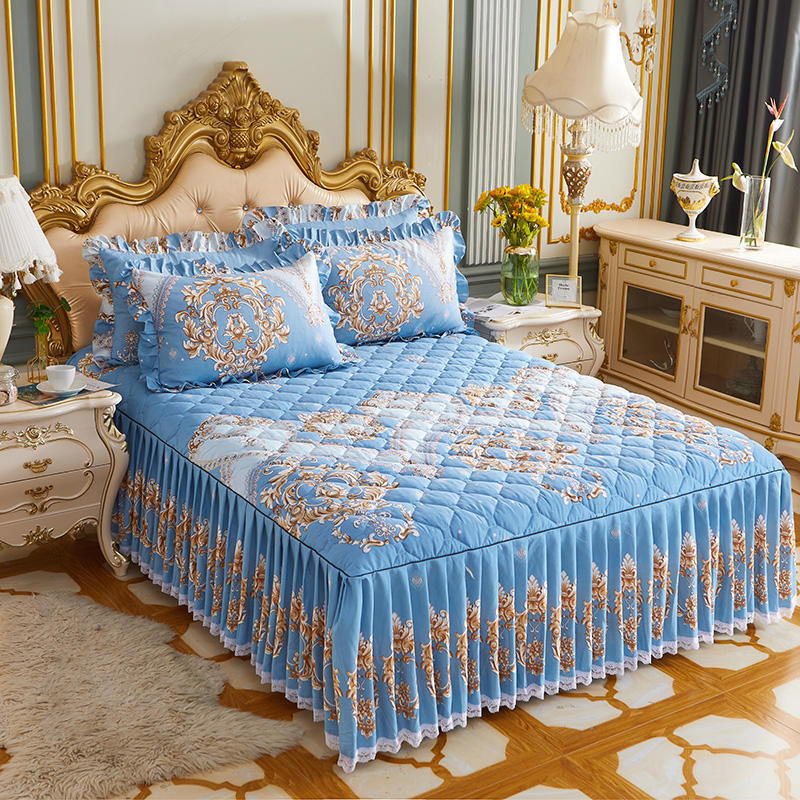 Twill Thickened Bedspread Bed Skirt Single Product Bed Skirt Three-piece Suit - Amazhona 