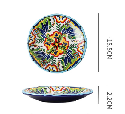 Underglaze Ceramic Tableware Bohemian Household Dishes - Amazhona 