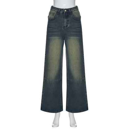 Women's Summer New Washed Gradient Retro Mid-waist Jeans