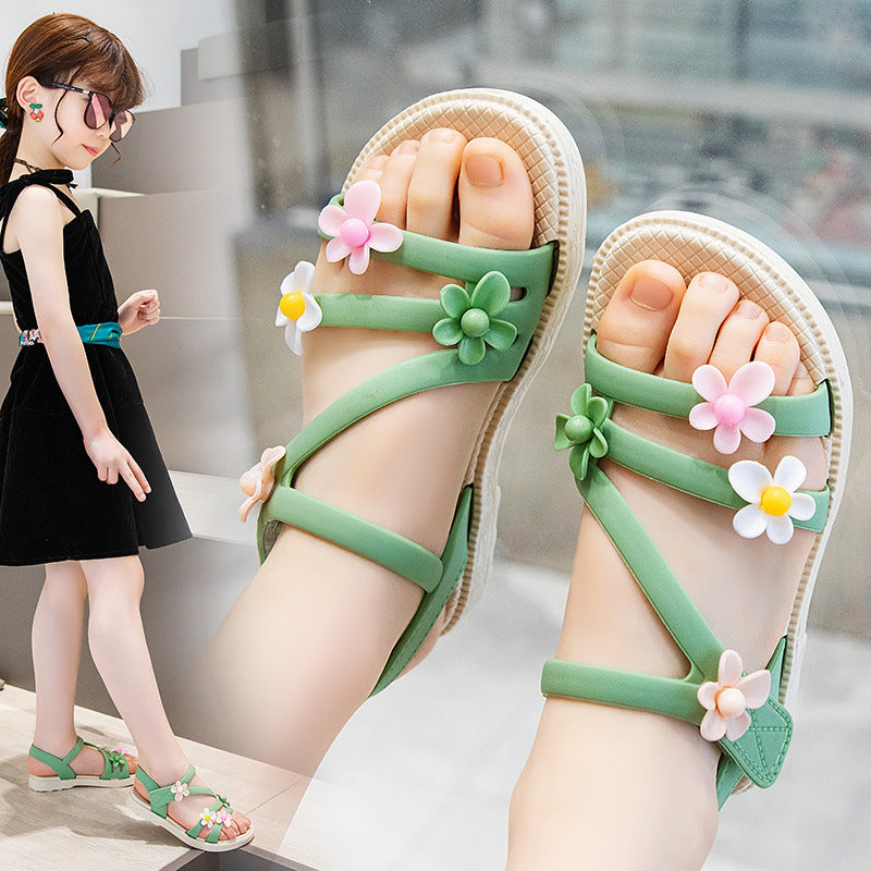 Girls' Sandals Summer New Children's Korean Fashion Soft - Amazhona 