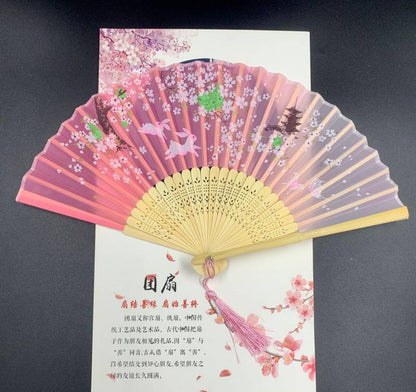 Lady's Folding Fan Ancient Style Small Folding Fan - Amazhona 