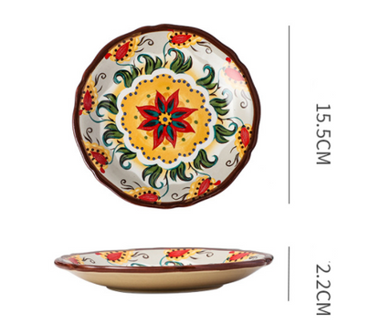 Underglaze Ceramic Tableware Bohemian Household Dishes - Amazhona 