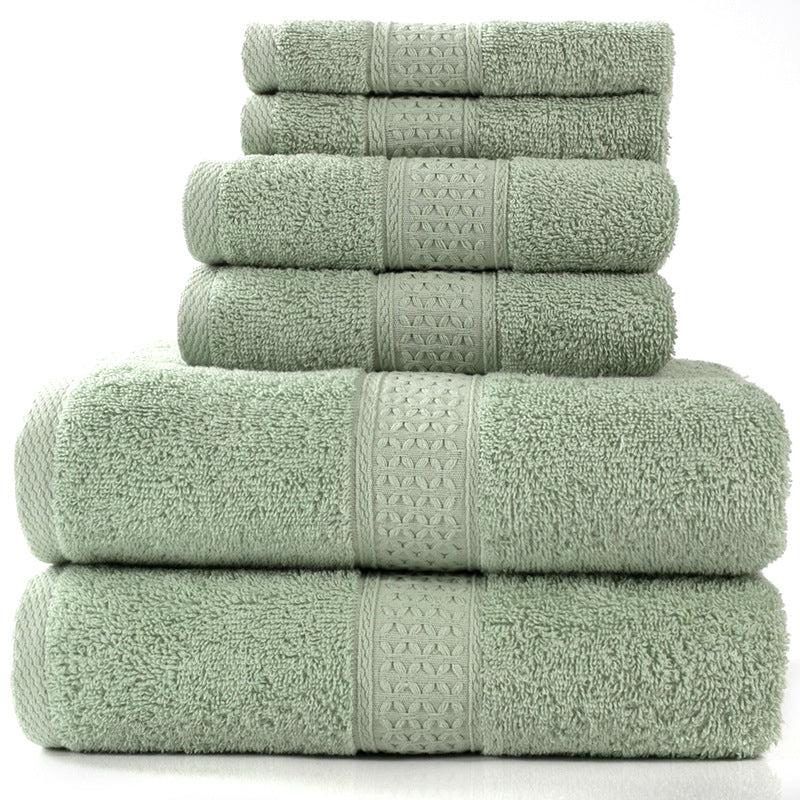 Home Simple Cotton Absorbent Towel Bath Towel 6-Piece Set - Amazhona 