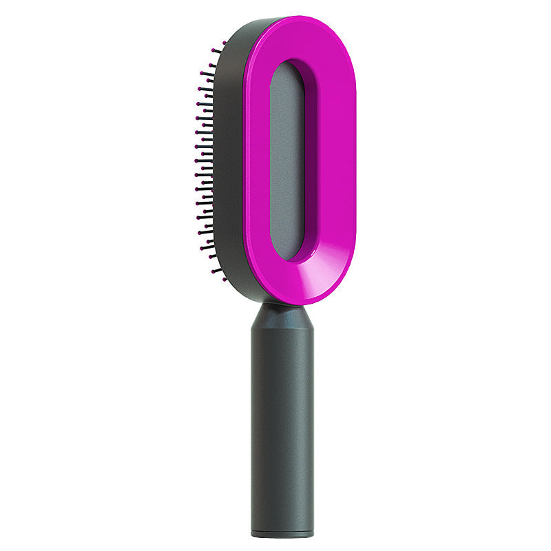 Self Cleaning Hair Brush For Women One-key Cleaning Hair Loss Airbag Massage Scalp Comb Anti-Static Hairbrush - Amazhona 