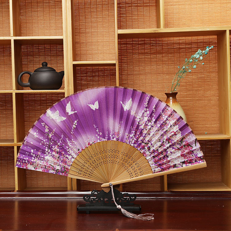 Japanese Style Craft Fan Translucent Folding Fan Butterfly With Kimono Ancientry Dance Folding Fan - Amazhona 