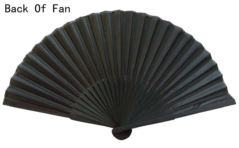 National Style Folding Fan Pure Black Silk Fan - Amazhona 