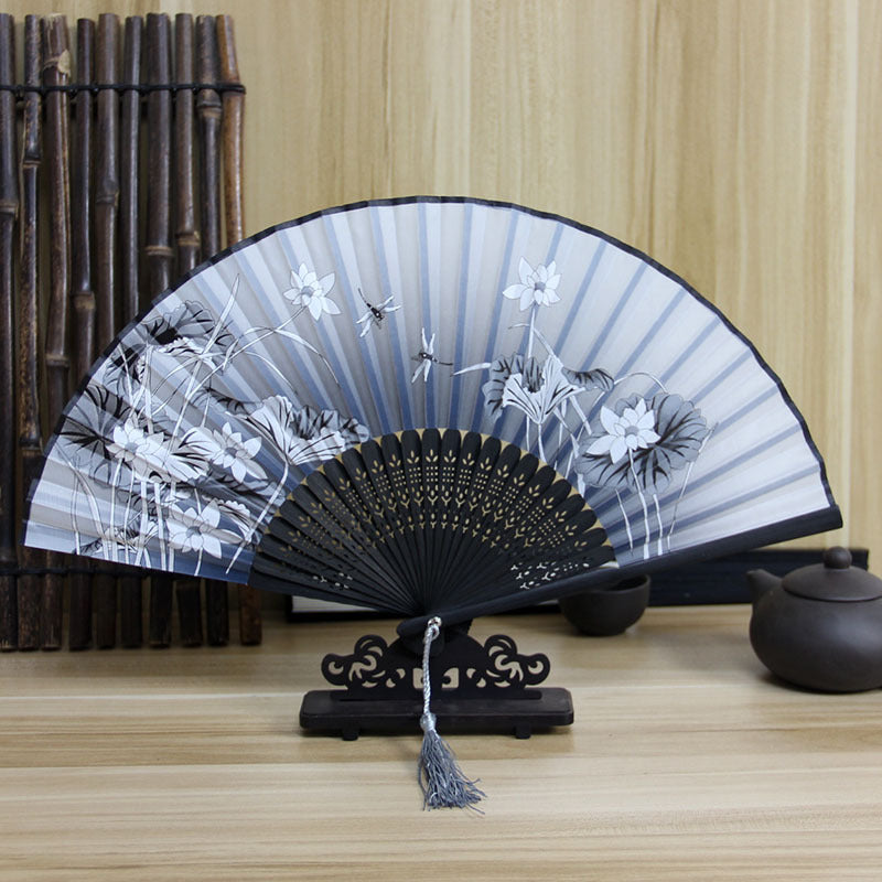 Lady's Folding Fan Ancient Style Small Folding Fan - Amazhona 