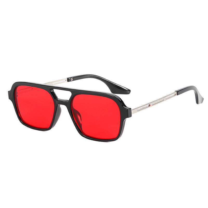 Sunglasses Star With The Same Retro Black Frame Double Beam Plain Glasses - Amazhona 