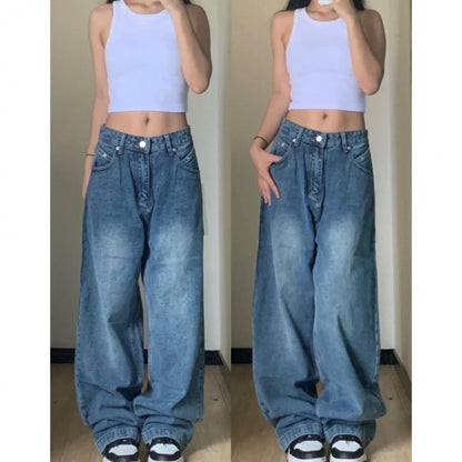 Loose Wide Leg Leisure Straight-leg Pants Women's High Waist Slimming