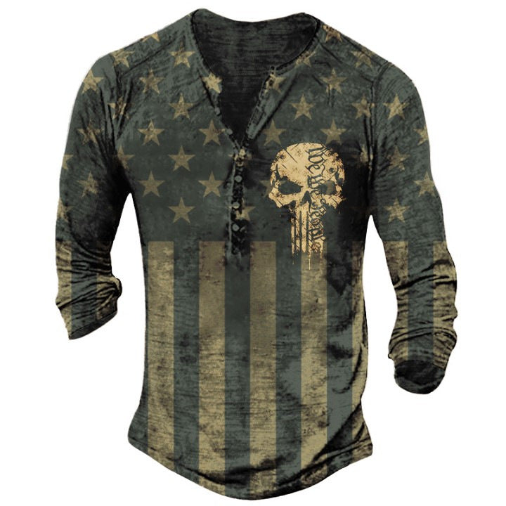 Printed Men's Street Long-sleeved Sports T-shirt - Amazhona 