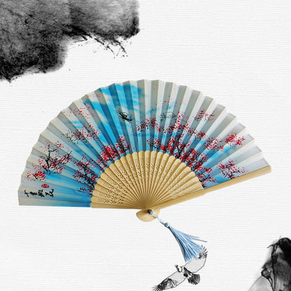 Folding Fan Bamboo Ancient Style Han Chinese Clothing Chinese Style Small Fan - Amazhona 