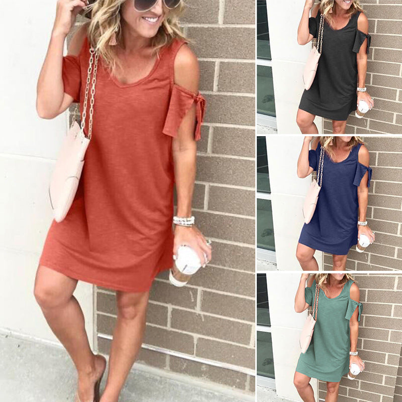 Women's Strapping New Fashion Slim Solid Loose Dress - Amazhona 