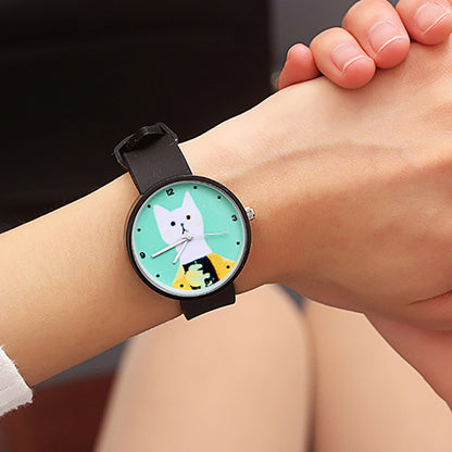 Women's White Cat Silicone Watch - Amazhona 