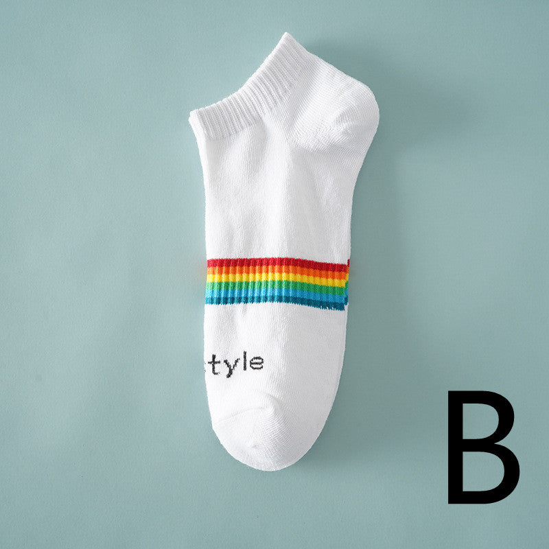 Thin Breathable Socks Low-cut Letter Pattern - Amazhona 