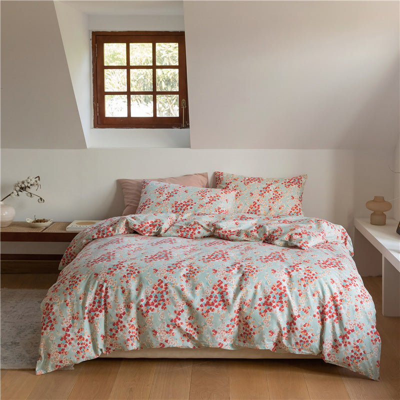 Four-piece Set Of Korean Retro Floral Cotton Bed - Amazhona 