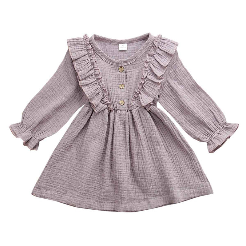 1-6Y Baby Girl Spring Dress With Ruffled Children - Amazhona 