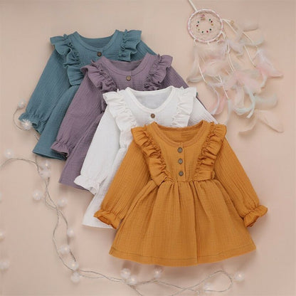 1-6Y Baby Girl Spring Dress With Ruffled Children - Amazhona 