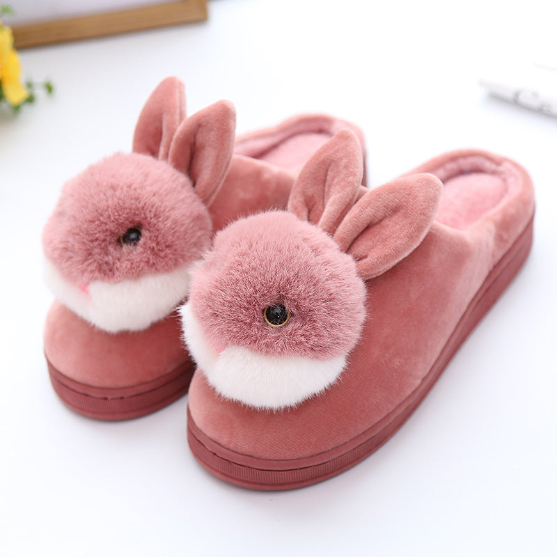 Cute rabbit ball cotton slippers - Amazhona 