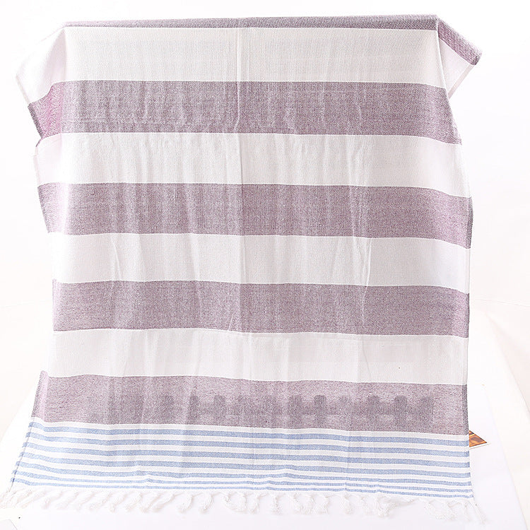 Cotton striped beach towel 100x180cm - Amazhona 