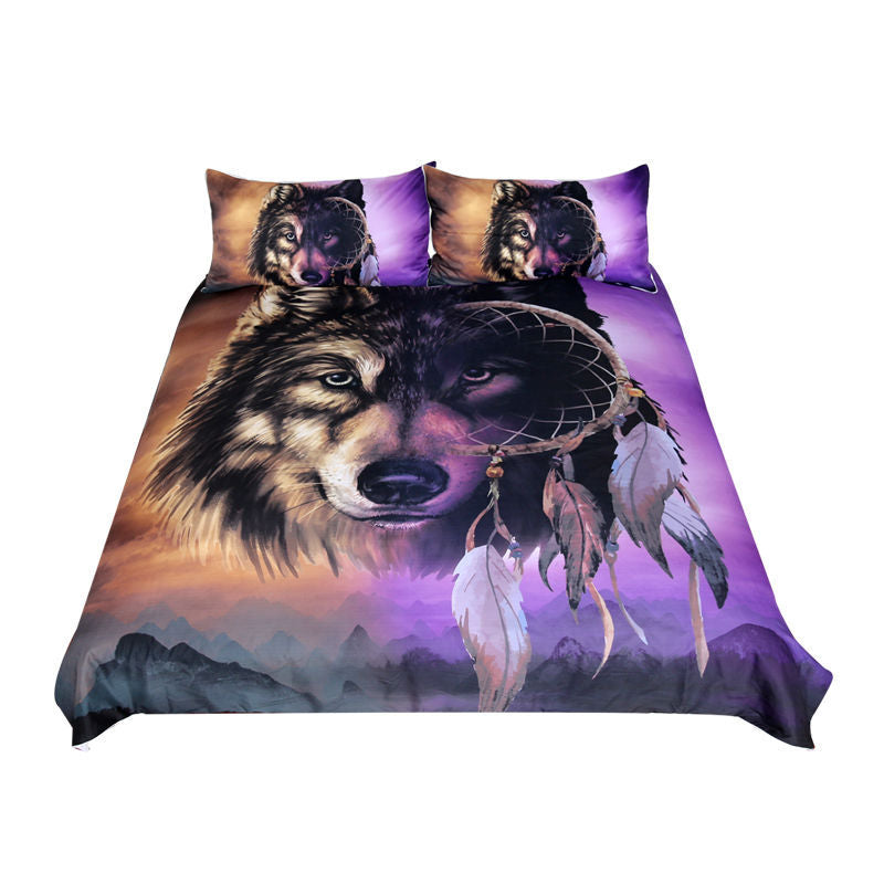 Wolf Three-piece bedding set - Amazhona 