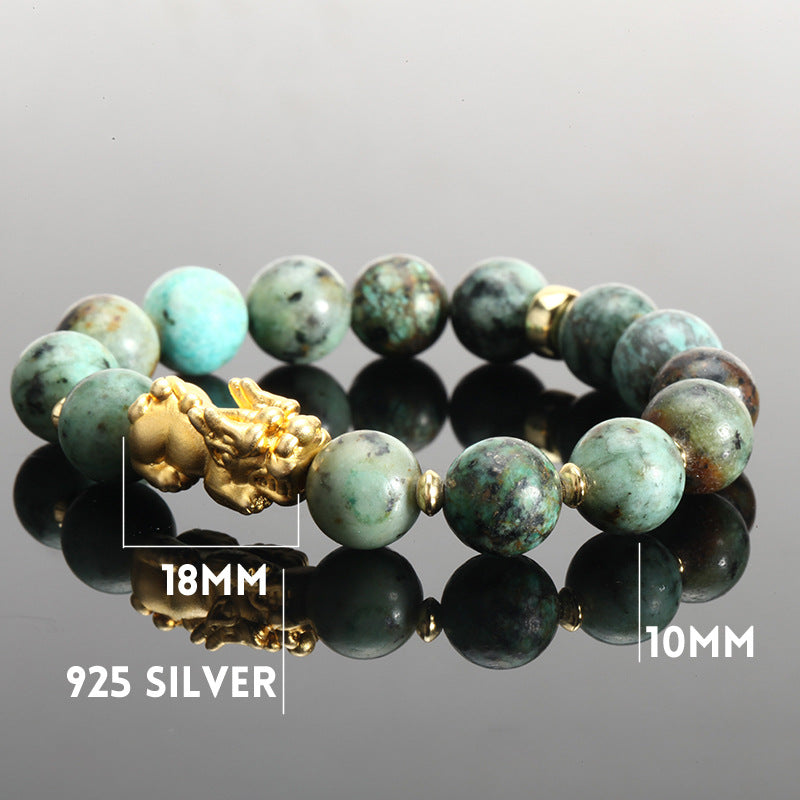 12mm Yellow Tiger's Eye Alloy Brave Bracelet - Amazhona 