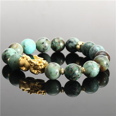 12mm Yellow Tiger's Eye Alloy Brave Bracelet - Amazhona 