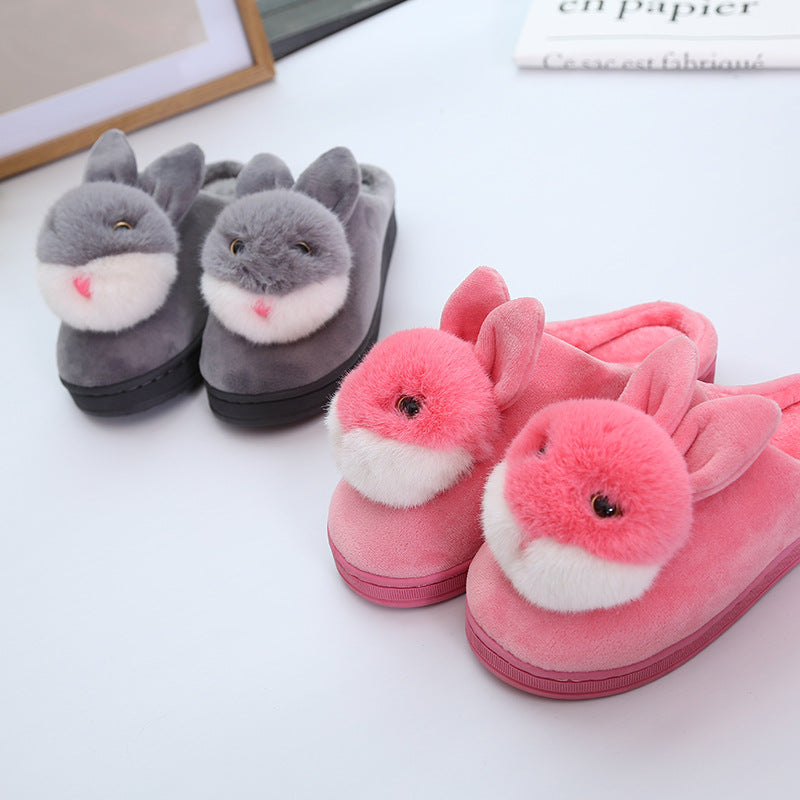 Cute rabbit ball cotton slippers - Amazhona 