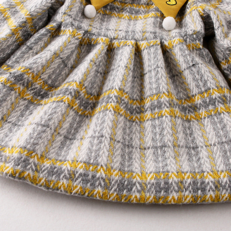 Autumn and winter plus velvet plaid thickened baby girl dress - Amazhona 