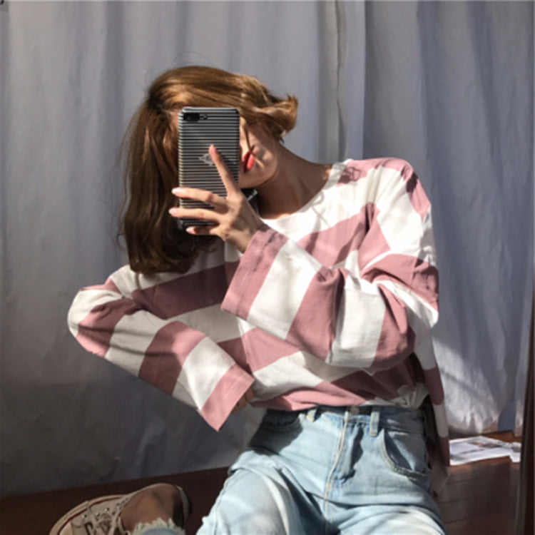 Striped long sleeve t-shirt autumn clothes - Amazhona 