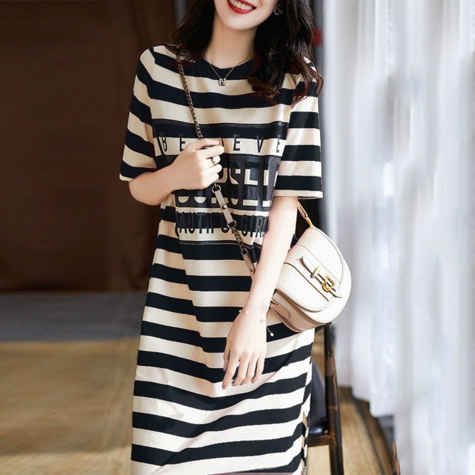 Short sleeve striped dress - Amazhona 