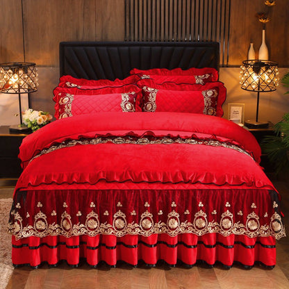 Lace Bedskirt Bedclothes Mattress Cover Bedspread Pillowcases Home Textiles - Amazhona 