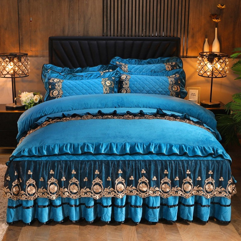 Lace Bedskirt Bedclothes Mattress Cover Bedspread Pillowcases Home Textiles - Amazhona 