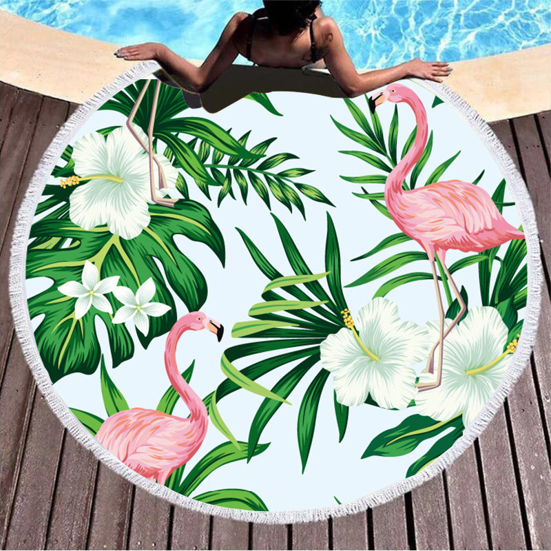 Round Printed Beach Towel - Amazhona 