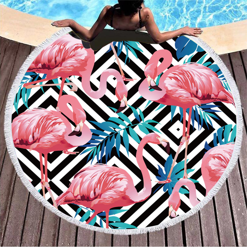 Round Printed Beach Towel - Amazhona 