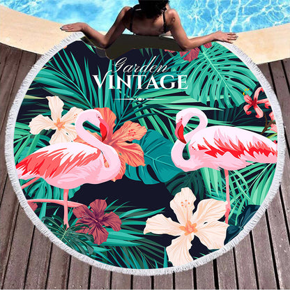 Round Printed Beach Towel - Amazhona 