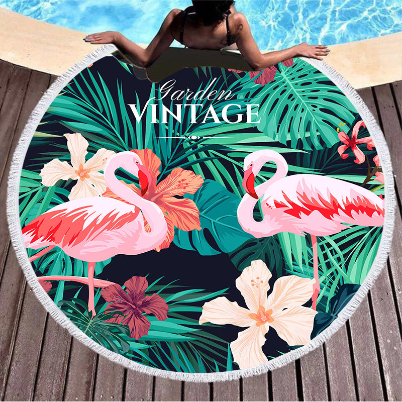 Round Printed Beach Towel - Amazhona 