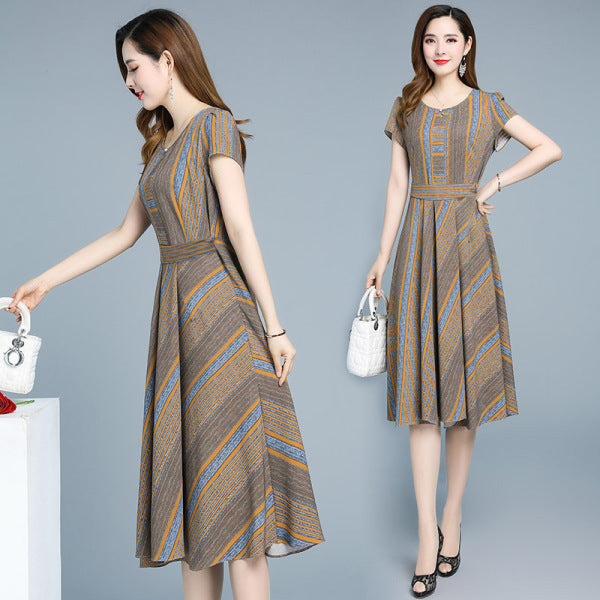 High End Broad Lady With Thin Waist And Foreign Style Chiffon Dress Summer Popular Small Skirt - Amazhona 